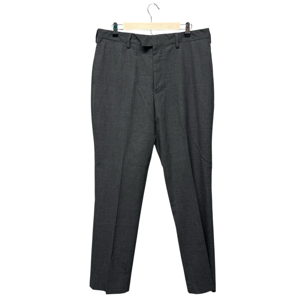 Louis Raphael Luxe Dress Pants‎ W34 L32 Charcoal Wool Officewear Workwear Flat